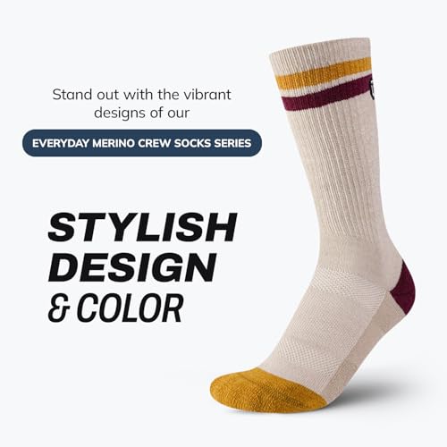 Outway Everyday Merino Wool Crew Socks, Moisture-Wicking Athletic Calf Socks with Arch Support for Women and Men2