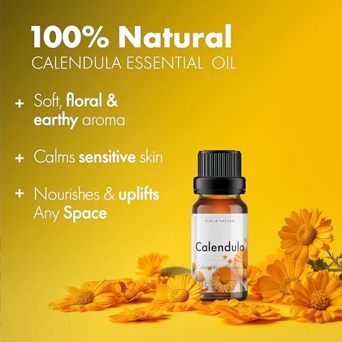 Image of Esslux Calendula Essential Oil - 100% Pure Natural Calendula Oil for Skin Care & Aromatherapy | Soothing & Nourishing Oil for Diffuser, Massage & DIY Projects - Therapeutic Grade - 120 ML