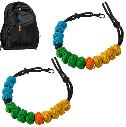 Toeloioh 2PCS Pace Counter Ranger Bead with Hook Fastener, Weaving Colorful Ranger Beads Pace Counter for Outdoor, Hiking, Camping, Long Distance，Swimming Golf Stroke Count Bracelet