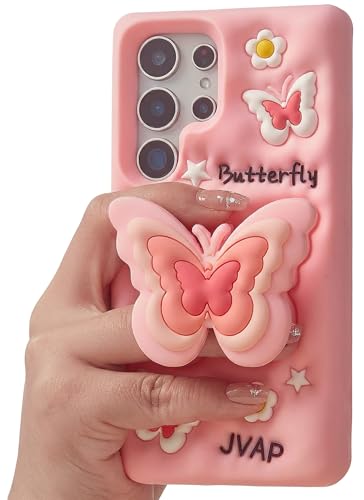 Coque Samsung S26 Plus silicone papillon 3D avec support bague intégré