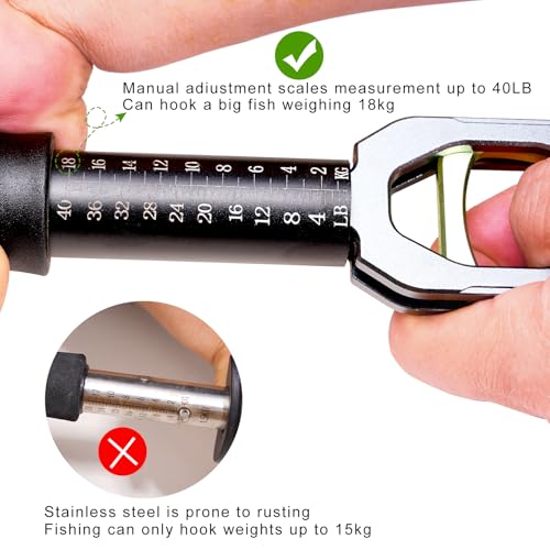 Image of Fish Lip Gripper Fish Scales Professional Fish Holder Aluminium Alloy Material Grabber 40 Pound Fish Lip Grip Tool with Weight Scale and 360 Degree Rotation,Fish Grabber Clip Fish Control Tackle