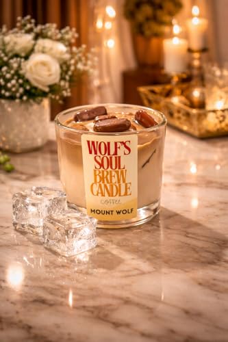 Image of Wolf's Soul Brew Coffee Latte Ice Candle | Luxury Cafe-Inspired Scented Candle | Dual Wick | Rich Coffee Aroma | Premium Home Decor & Gift