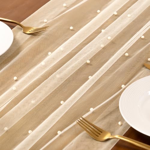 Socomi Pearl Table Runner Fall Tulle Gauze Sheer Wedding Party Home Decor by Socomi - Used condition - Image 4