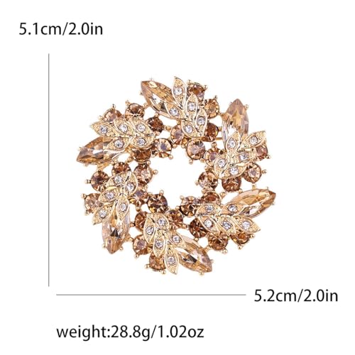 Image of Rhinestone Flower Brooch for Women Crystal Wreath Brooch Pin Stylish Big Flower Brooch Rhinestone Crystal Bauhinia Flower Wreath Brooch Elegant Clothing Hat Bag Accessories Christmas Wedding Bridal Birthday Jewelry
