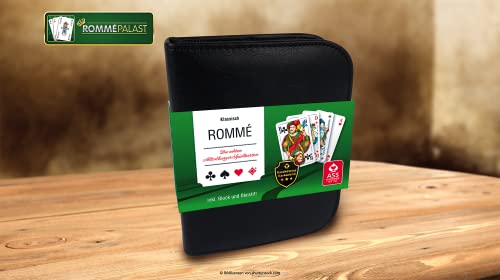 ASS 22570064 Rommé Kartenspiel 2 x 55 Karten im Format 59 x 91 mm + Bleistift + Block + Regelheft, im edlen Kunstleder-Etui auch für Canasta und Bridge geeignet, ab 10 Jahren – Bild 7