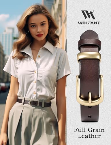 Wolfant Womens Belts For Jeans,1.1 Inch Fashion Ladies Belt With Gold Buckle,100% Italian Full Grain Real Solid Leather thumb #4