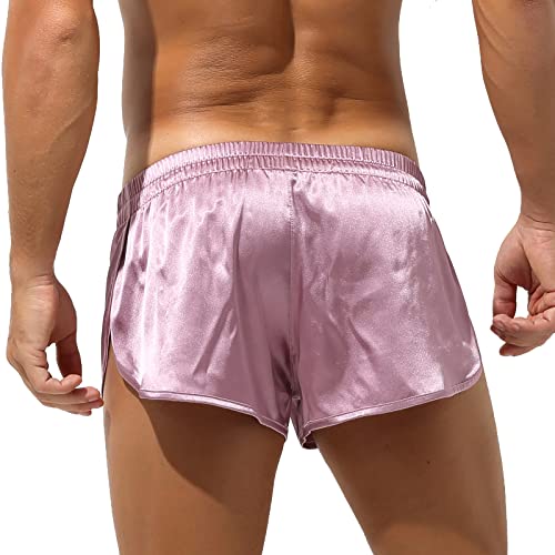 QiaTi Men's Silk Boxer Shorts Athletic Supporters Jockstrap Boxers Underwear Silky Side Split Lounge Short Pants for Men2