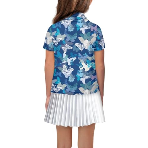 Girls' School Uniform, Short Sleeve Polo Shirt, Button Closure Golf Shirt for Tennis, Running, Riding2
