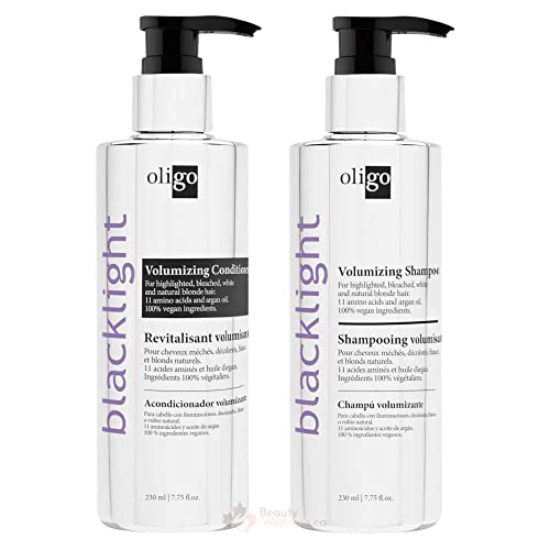 Oligo Professionnel - Blacklight Volume Shampoo and Conditioner for blondes - Sulfate free - Vegan - For color treated hair - Hydrating and volumizing formula with Argan oil - 7.75 oz DUO BUNDLE