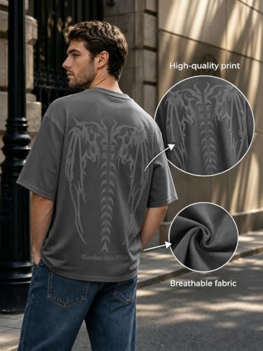 Image of EMMIOL Mens Y2k Baggy Shirts Graphic Tees Oversized Crew Neck Short Sleeve Streetwear Tshirts Summer Tops 2026