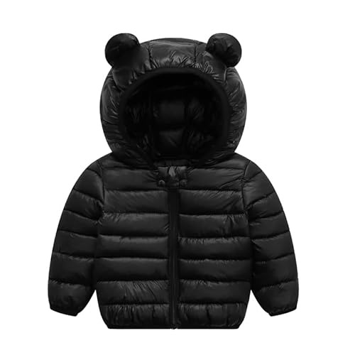 UPlee Winter Coats for Toddlers Kids Baby Girls Boys Padded Lightweight Puffer Jacket Infants Winter Down Alternative Outerwear with Hooded （2-3 year old, Black）