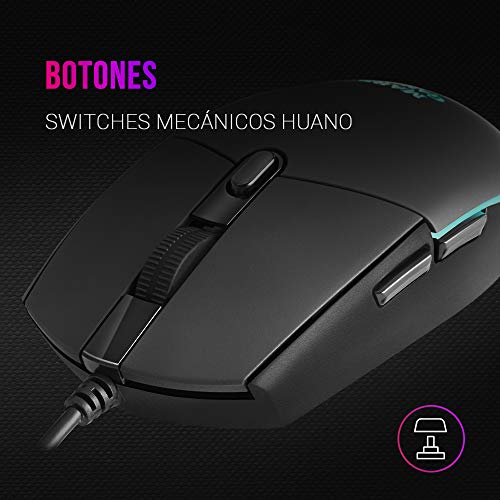 MMG, Mouse Gaming Compatto 3200 DPI RGB Flow, Switch Meccanici HUANO, Design Leggero Antiscivolo, 6 Pulsanti, Windows/Linux/Mac/PS4/PS5/XBOX ONE/XBOX SERIES X-S, Nero - Mouse gaming - Immagine 2