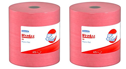 Image of WypAll 41043 X80 Wipers mCmfTK with HYDROKNIT, Jumbo Roll, 12 1 /2 x 13 2 /5, Red (Pack of 2)