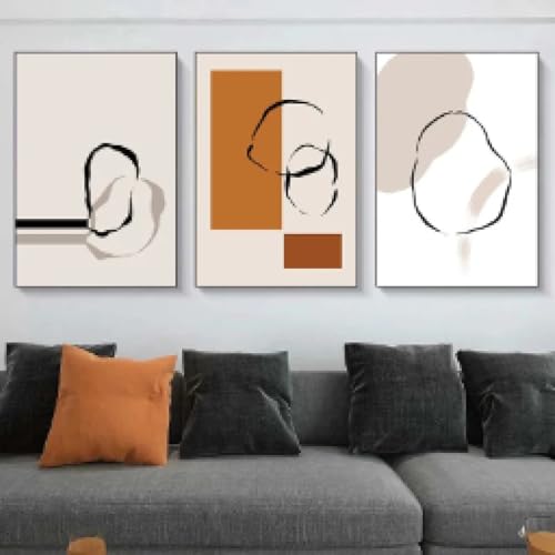 Citations murales 60 x 80 cm triptyque abstrait moderne sans cadre salon
