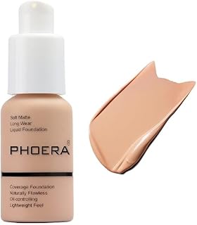 PHOERA Foundation ,Flawless Soft Matte Liquid Foundation,Best Cover up Oil Control 24HR Long Lasting Full Coverage Face Ma...