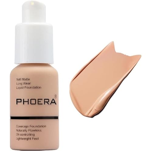 PHOERA Foundation, Flawless Soft Matte Liquid Foundation Makeup for Women. (103# Warm Peach)
