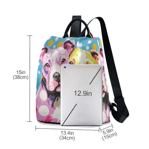 Image of ALAZA Cute Polka Dots Pitbull Dogs Trips Hiking Camping Rucksack Pack for Women