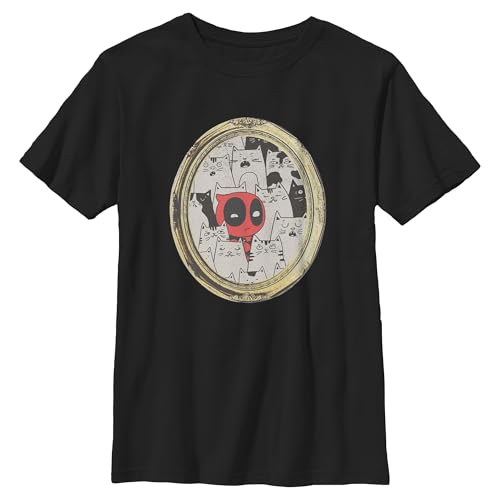Marvel Boy's Deadpool Cats Animated Frame T-Shirt