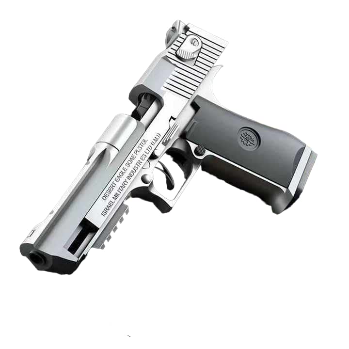 ZHENGTU Toy Gun Magazine, Soft Bullets & Pull Back Action, Pistol Toys for Boy Birthday Gift Foam Blaster Soft Bullet Play Gun with 10 Pcs Darts, Education Toy Model for Kids (Silver)