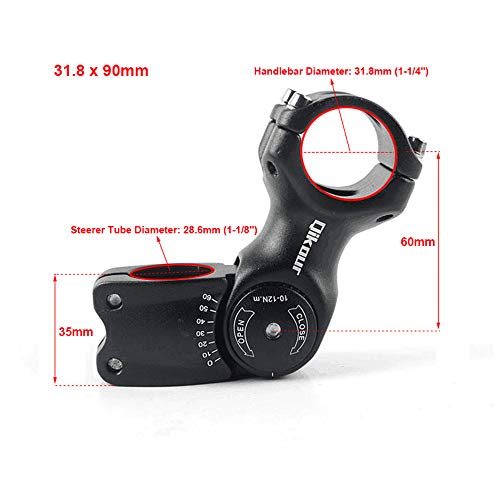31.8 Bike Stem Adjustable 0-60 Degree Bicycle Stem Handlebar Riser Extender For Road Bike, Mountain Bike, Mtb, Bmx (Only Fit 1.25"/31.8Mm Handlebar) (31.8 X 90Mm) #TOP2