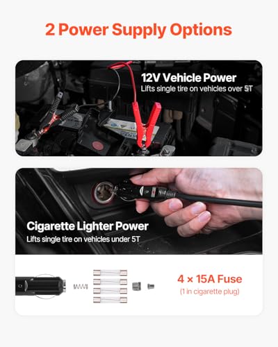 Image of VEVOR Electric Car Jack, 5 Tons /11000 lbs Electric Jack with Built-in Inflator, 12V Adjustable Tire Change Replacement with Secure Hammer & LED Light, Portable Jack kit for Sedan, SUV, Truck