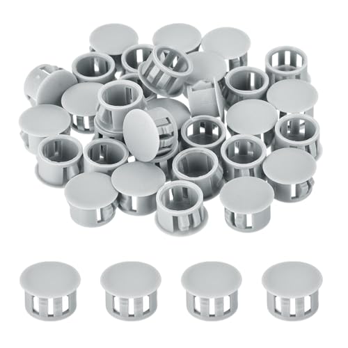 Image of MECCANIXITY 64PCS 14mm(9 /16 inch) Light Gray Plastic Hole Plugs, Flush Type Panel Hole Plugs Insert End Caps for Locking Hole Tubes Furniture Cabinet