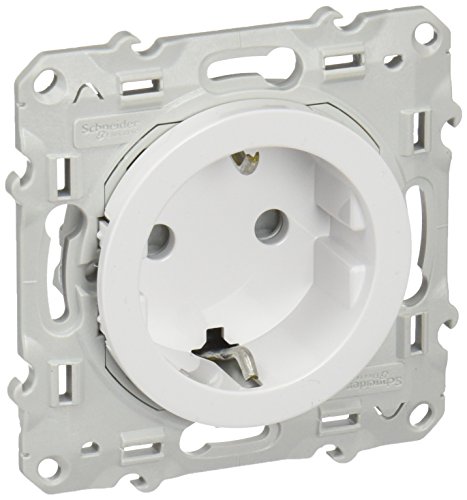 Schneider Electric S520057 Odace 2 Toma de Corriente, Cerrada 2P + E, 16A, 71mm x 71mm x 47.3mm, Blanco, Caja de 10