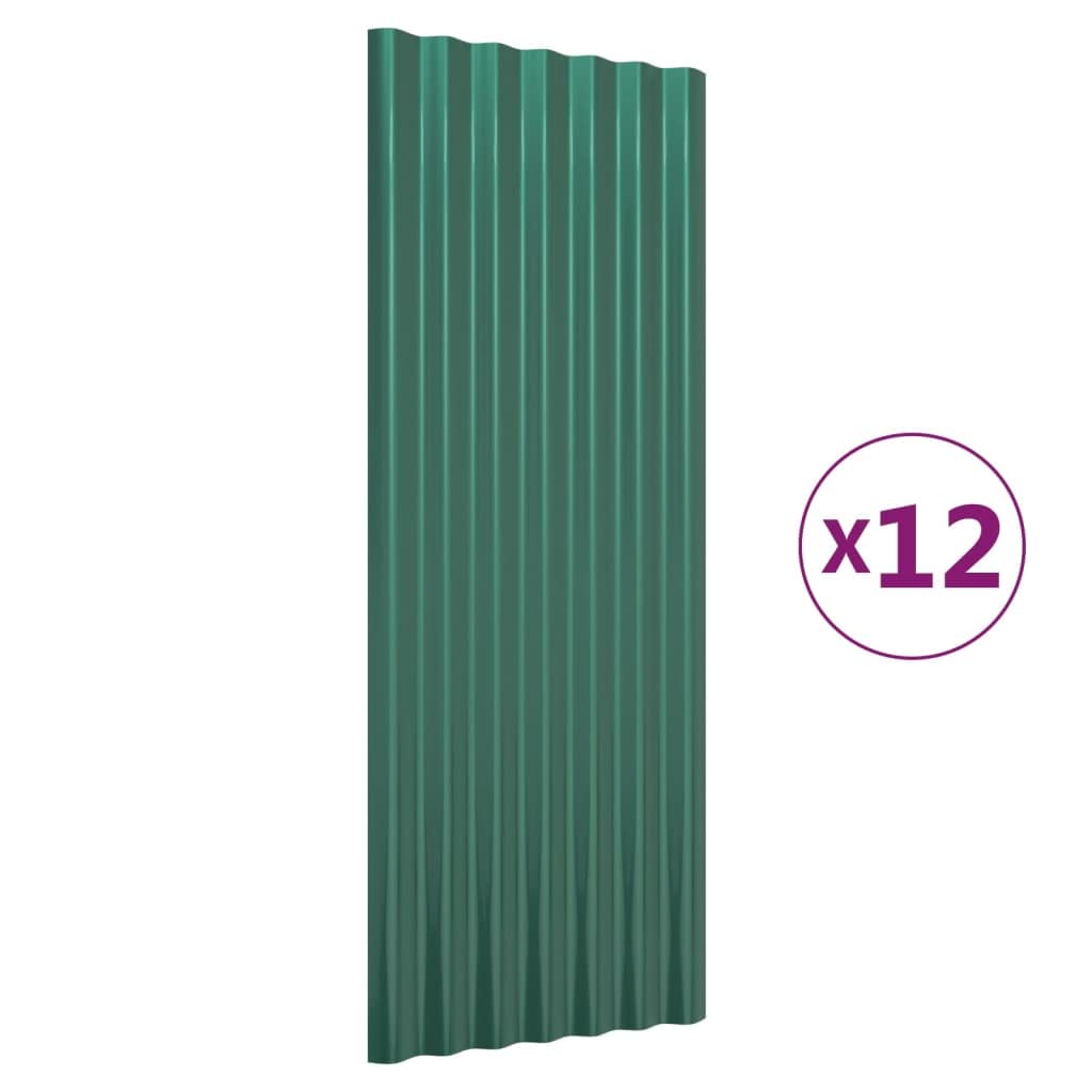 ACAGALA Paneles de techo de metal corrugado, 100 x 36 cm, 12 unidades, chapa de acero galvanizado, resistente a la intemperie, para garaje, cobertizo de jardín y cochera, color verde
