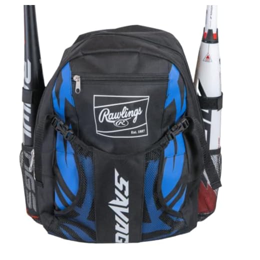 Rawlings | SAVAGE Backpack Equipment Bag | T-Ball / Baseball / Softball | Black/Royal