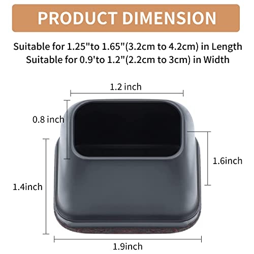 16PCS Chair Leg Floor Protectors, Square Chair Leg Caps with Felt Pads, Black Silicone Furniture Leg Cover Pad - Image 2