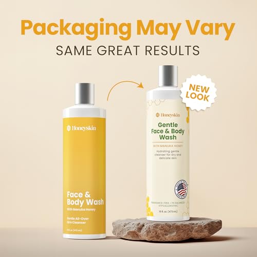 Face and Body Wash for Women and Men - Acne Body Wash Moisturizing for Sensitive Skin - Hydrating Facial Cleanser - Gentle Exfoliating Wash - with Manuka Honey (16oz)