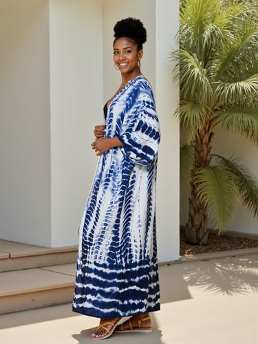 Image of Women's Kimono Cover Up Long Beach Dress Swimsuit Cover Ups Colorful Cardigan Lightweight Robe for Swimwear
