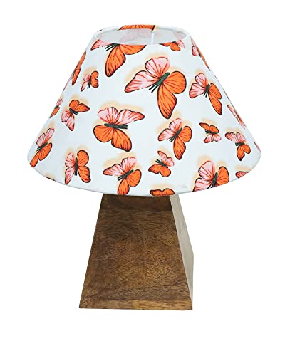Image of Homesake Wooden Base Pyramid Table Lamp, Lamps for Living Room, Bedside Night Lamp, Lamp for Bedroom Decoration, Modern Home Decorative Light, Desk Lamp,Study Lamp, Home Decor, Marigold Shade