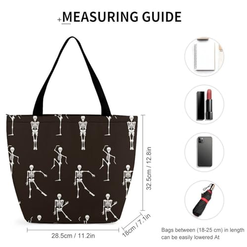 Sac à main squelettes gothique grand format avec base large de 18cm - 4