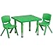 BOWERY HILL 3 Piece Plastic/Metal Square Adjustable Activity Table Set in Green