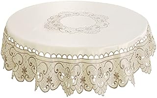 Sourcingmap Round Tablecloth Flower Embroidered Round Table Cover for Holiday Party Wedding, Theme Party Table Decors, Dresser Cover Tablecloth 48" Dia. Waterproof