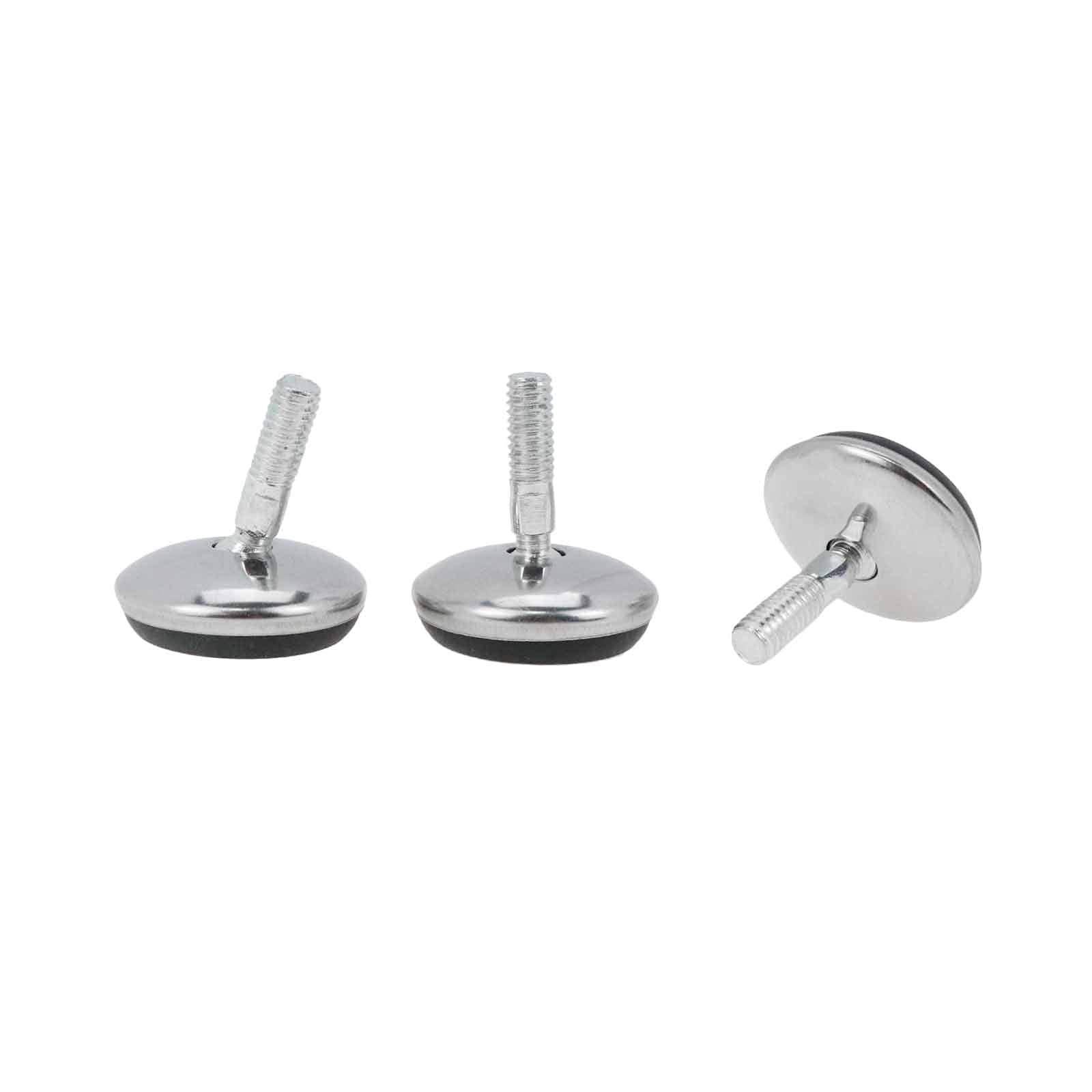 Quluxe Silver M6 Adjustable Leveling Feet, 1.18" Height Furniture Table Legs Felt Glide Pads T-Nut Leveler Sliders Protectors For Hardwood Floors (Pack Of 12)