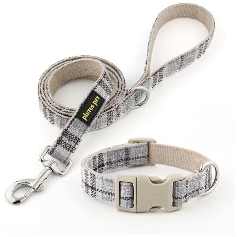 Plutus Pet Adjustable Cotton Hemp Dog Collar and Leash Set Cover