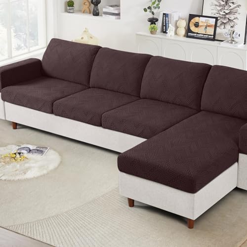 Ruaozz Couch Cushion Covers for Sectional Sofa Stretch Seat Cushion Covers Washable Sofa Slipcovers for L Shaped Soft Furniture Protector Pet Friendly (1 PC Sofa Cover, Dark Coffee)