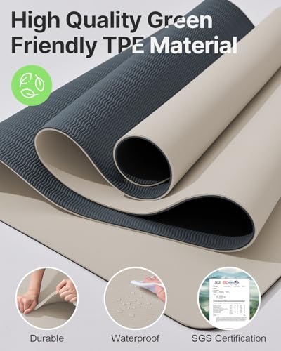 Image of Yoga Mat,Non-Slip TPE Exercise Mat(1 /4 Inch) for Pilates, Fitness & Barefoot Workouts, Home Gym Studio with Strap & Bag