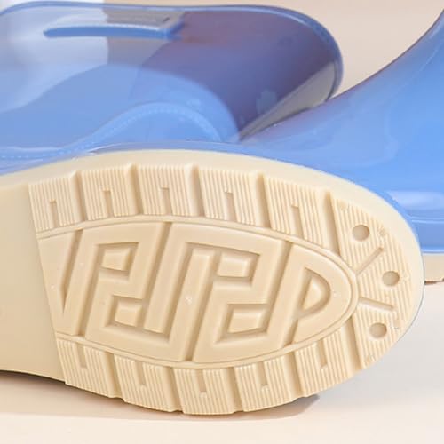 Generisch Gummistiefel Damen Hoch - Regenstiefel Rutschfest Regenschuhe Bunt weitschaftstiefel Wasserdicht Gumischtifel Breite Waden Gartenschuhe Atmungsaktiv Outdoor Hellblau 40