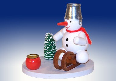 Rudolphs Schatzkiste Schneemann-Kerzenhalter – Handbemalte Holzfigur Aus Dem Erzgebirge, Ca. 6,5 Cm Hoch
