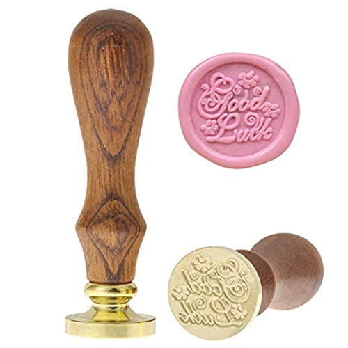 Image of Curated Cart Wax Seal Stamp Kit - Good Luck Monogram with Brass Head and Wood Handle | Gift Box Packaging | Perfect for Cards, Letters, Envelopes, Wedding Invitations