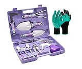 KUBABA Garden Tools Set 11 Piece - Gardening Tools Set Stainless Steel Gardening Kit Handle Tools for Women, Gardening Lovers