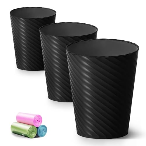 Lysam Bathroom Trash Can 3 Pack, 1.8 Gallon Small Trash Can with Trash Bags