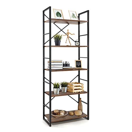 CAPHAUS 5 Tier Bookshelf, 24 Inch Width Free Standing Shelf, Bookcase