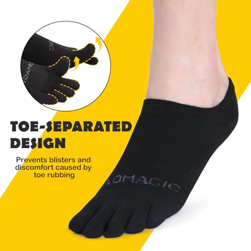 No show Toe Socks Coolmax Low Cut Non-Slip Running Socks Invisible Ankle Five-Finger Design (3 Pairs)3