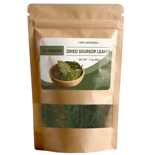 Dried Soursop Leaves 100% Natural, Graviola for Tea 1.76oz (50g) Packed In Stand Up Resealable Pouch