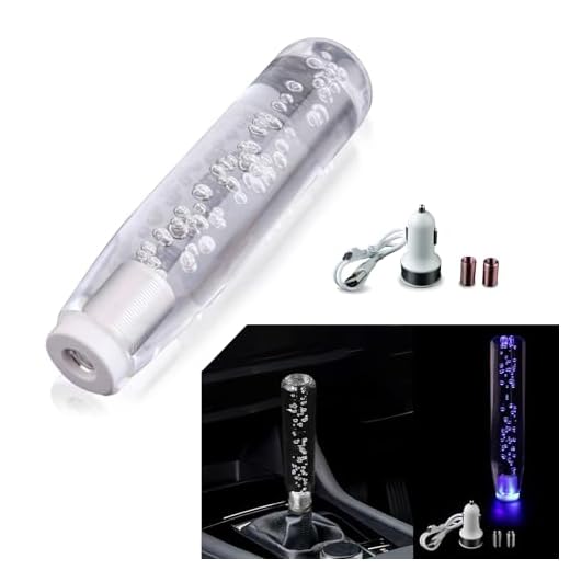Yumfugu 1 PC Car Personalized Gear Shift Head, LED Illuminated Crystal Bubble Shift Knob Wave Stick Head, 7.87" Cool Shift Head, Replacement Modification Accessories, for Most Models (Transparent)