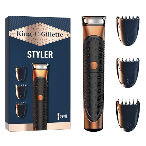 Tondeuse barbe étanche Gillette King C à lame de précision et 3 sabots interchangeables